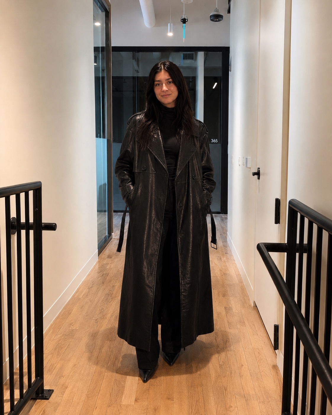 Fashion portrait in black leather